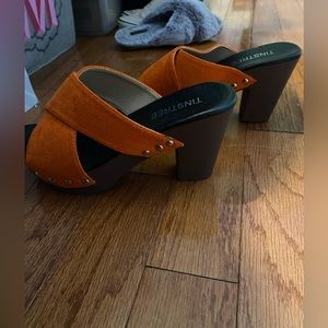 Orange strapped heels